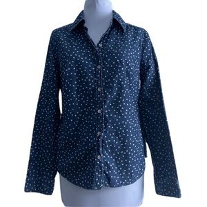 LC LAUREN CONRAD || Denim Button Down Hearts Shirt || size Medium